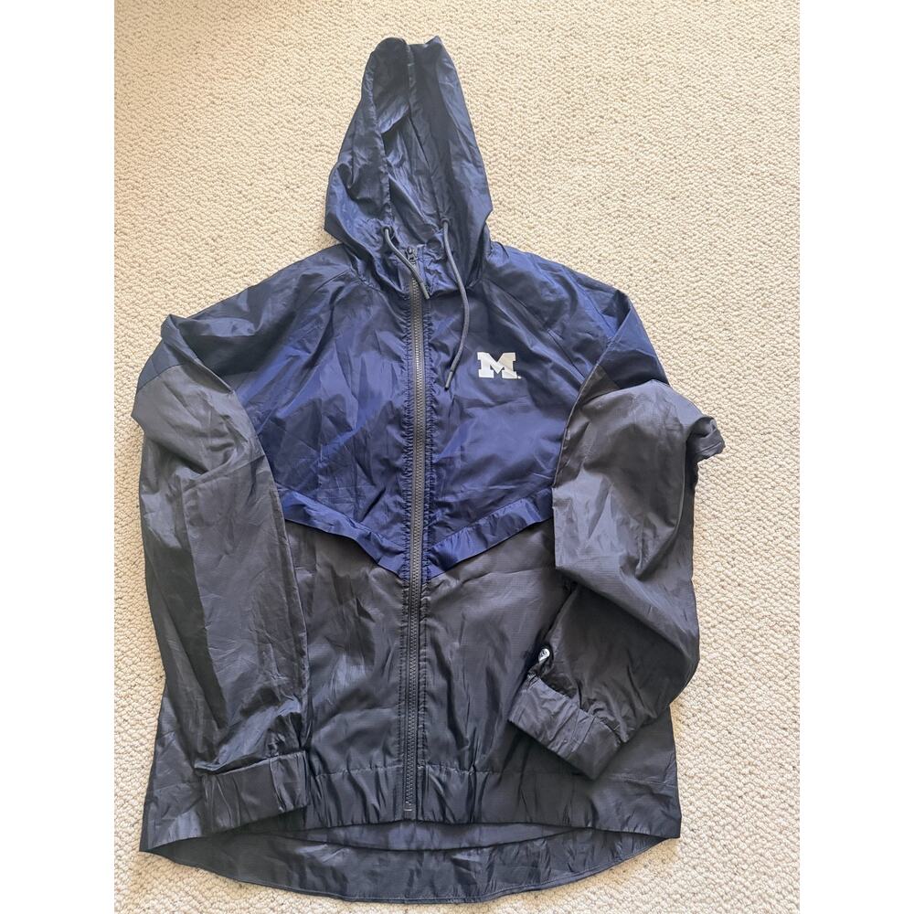 Michigan Wolverines Colosseum Windbreaker Jacket Mens M Navy Full Zip Hooded